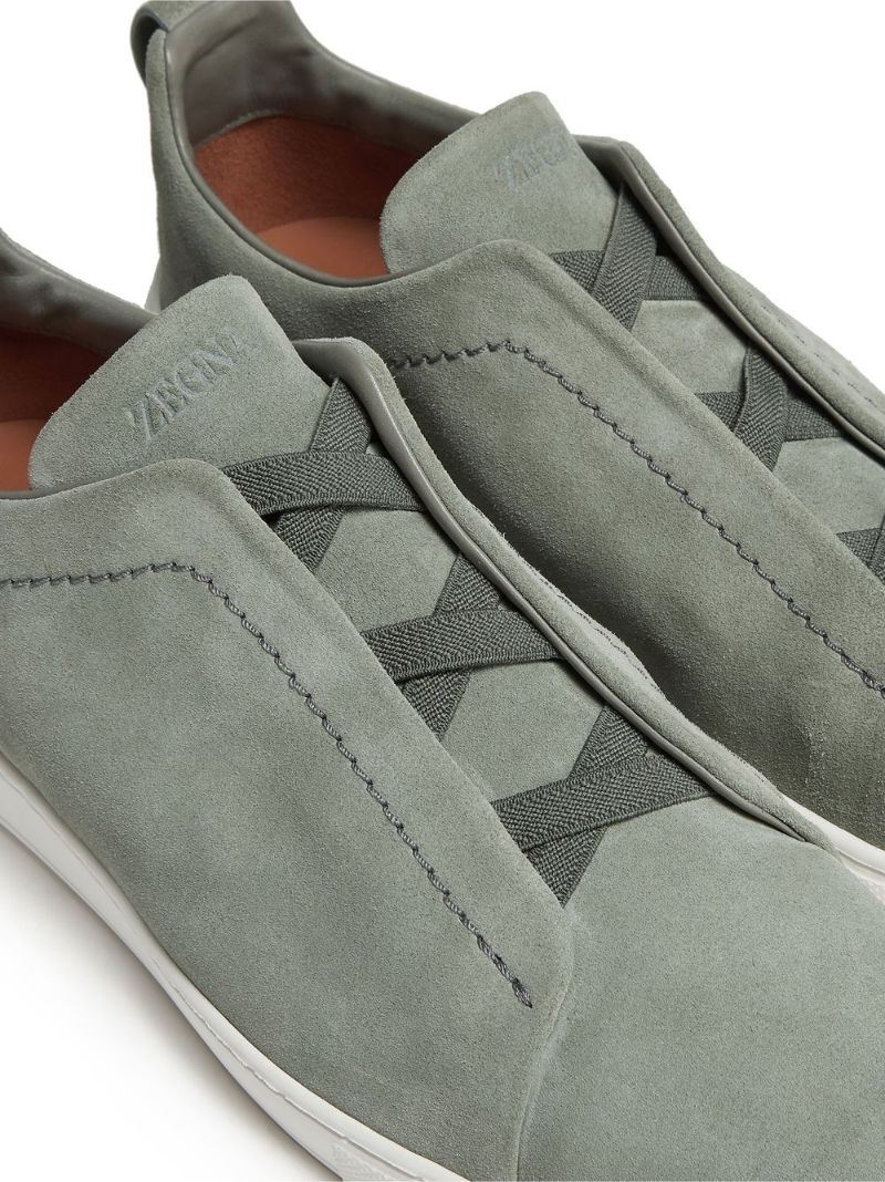 Green Triple Stitch Suede Sneakers