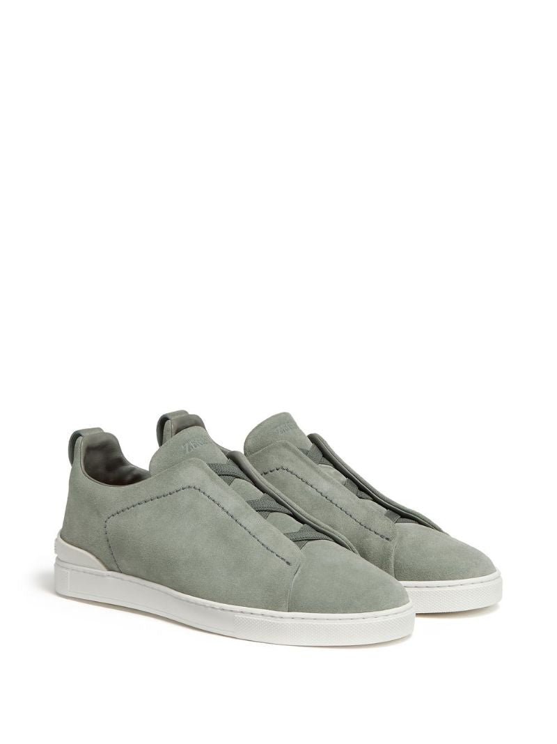 Green Triple Stitch Suede Sneakers