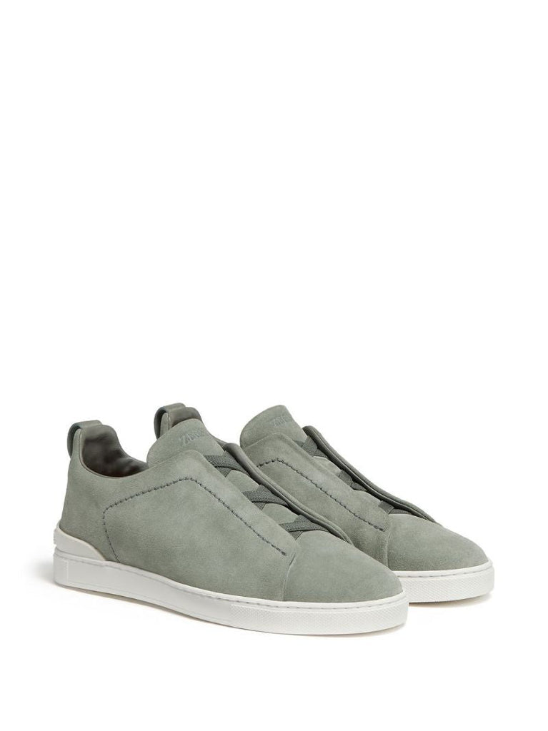 Green Triple Stitch Suede Sneakers