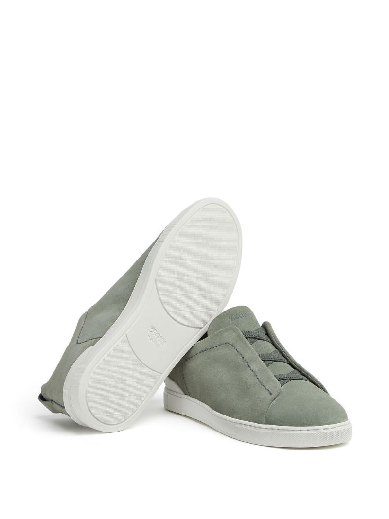 Green Triple Stitch Suede Sneakers