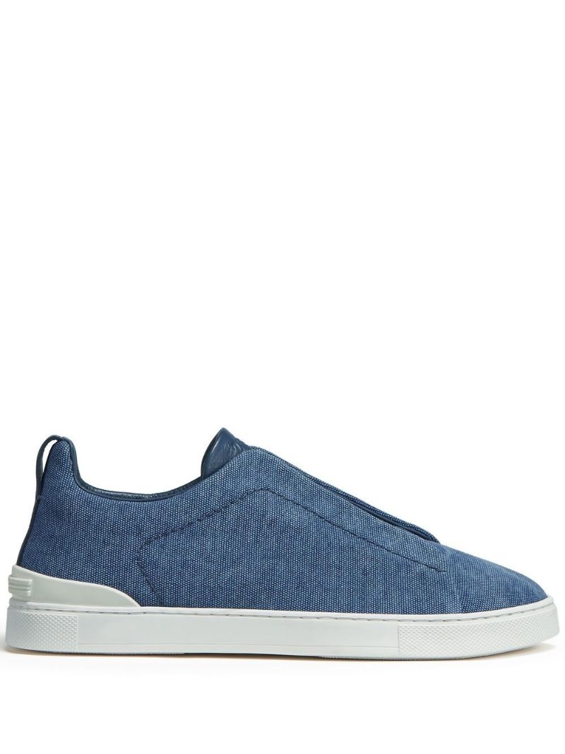 Blue Triple Stitch Low-top Suede Sneakers