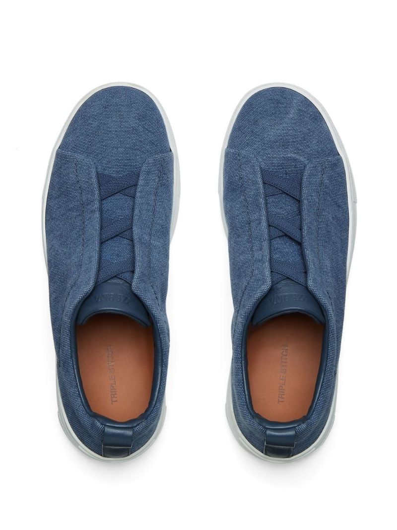 Blue Triple Stitch Low-top Suede Sneakers