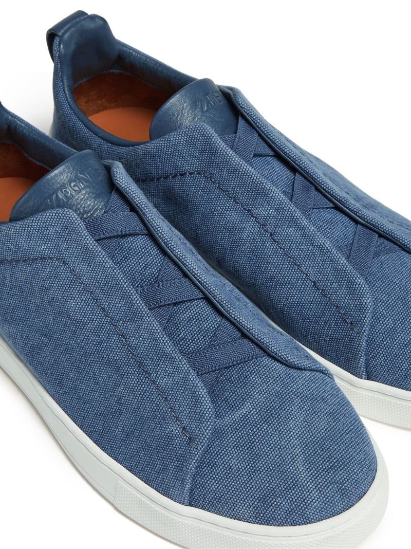Blue Triple Stitch Low-top Suede Sneakers