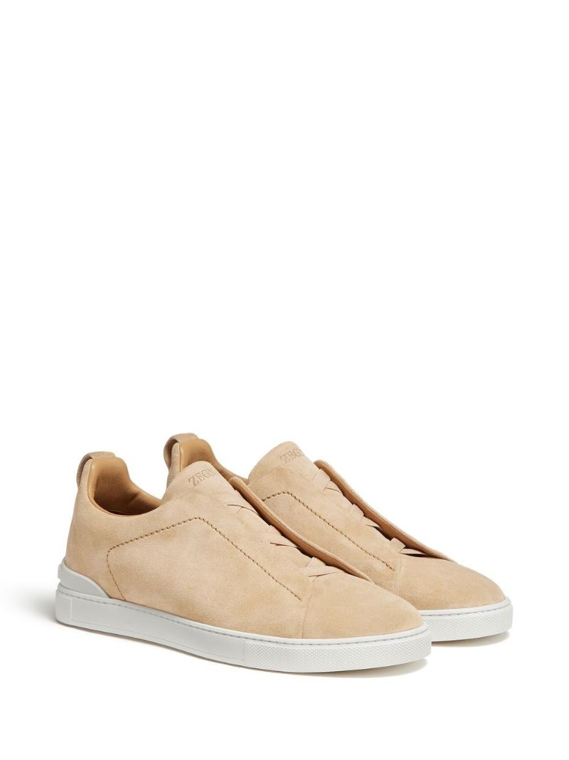 Neutral Triple Stitch Suede Sneakers