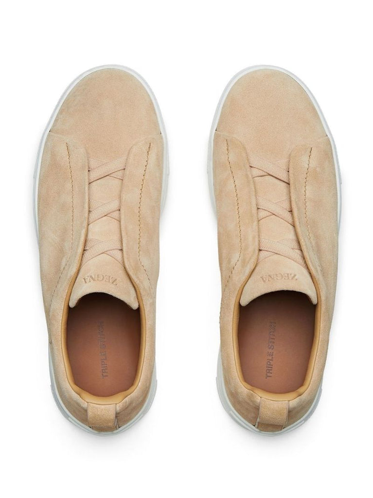 Neutral Triple Stitch Suede Sneakers