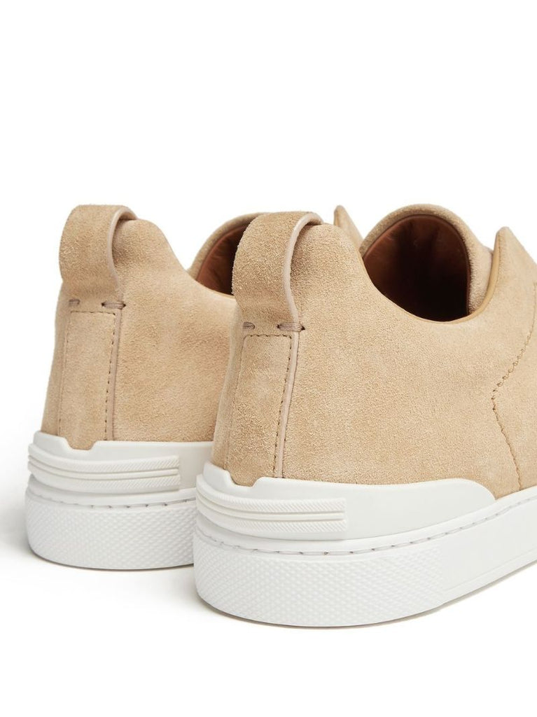 Neutral Triple Stitch Suede Sneakers
