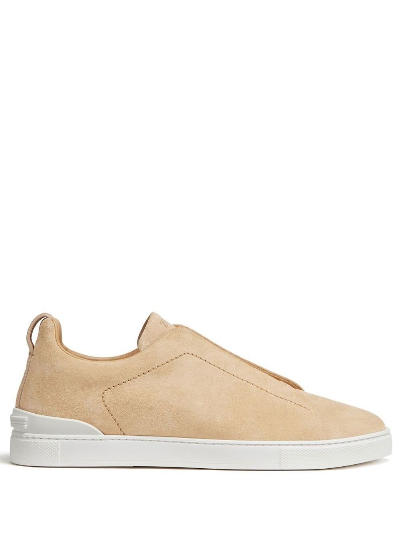 Neutral Triple Stitch Suede Sneakers