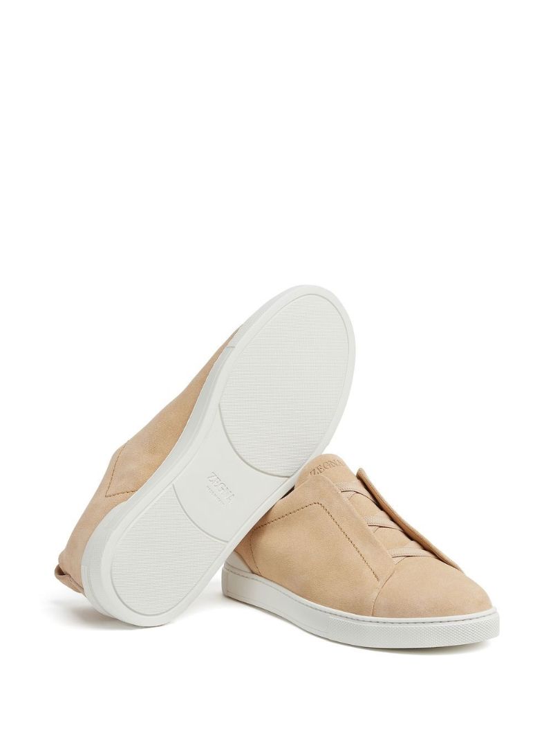 Neutral Triple Stitch Suede Sneakers