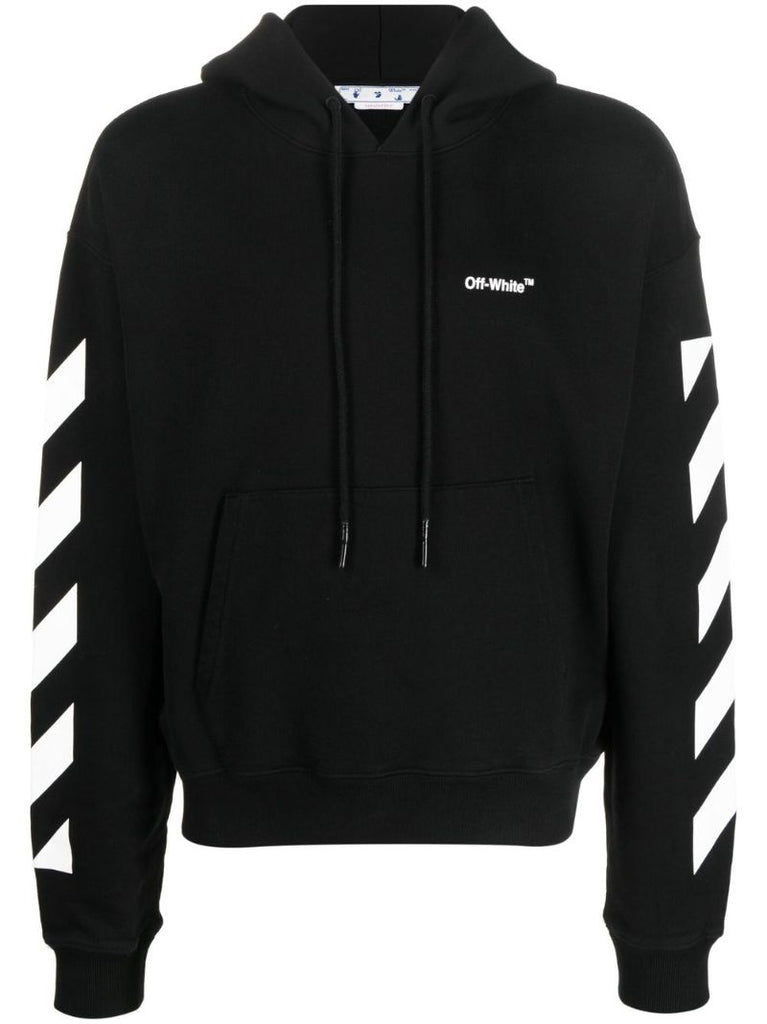 Black Logo Print Cotton Hoodie