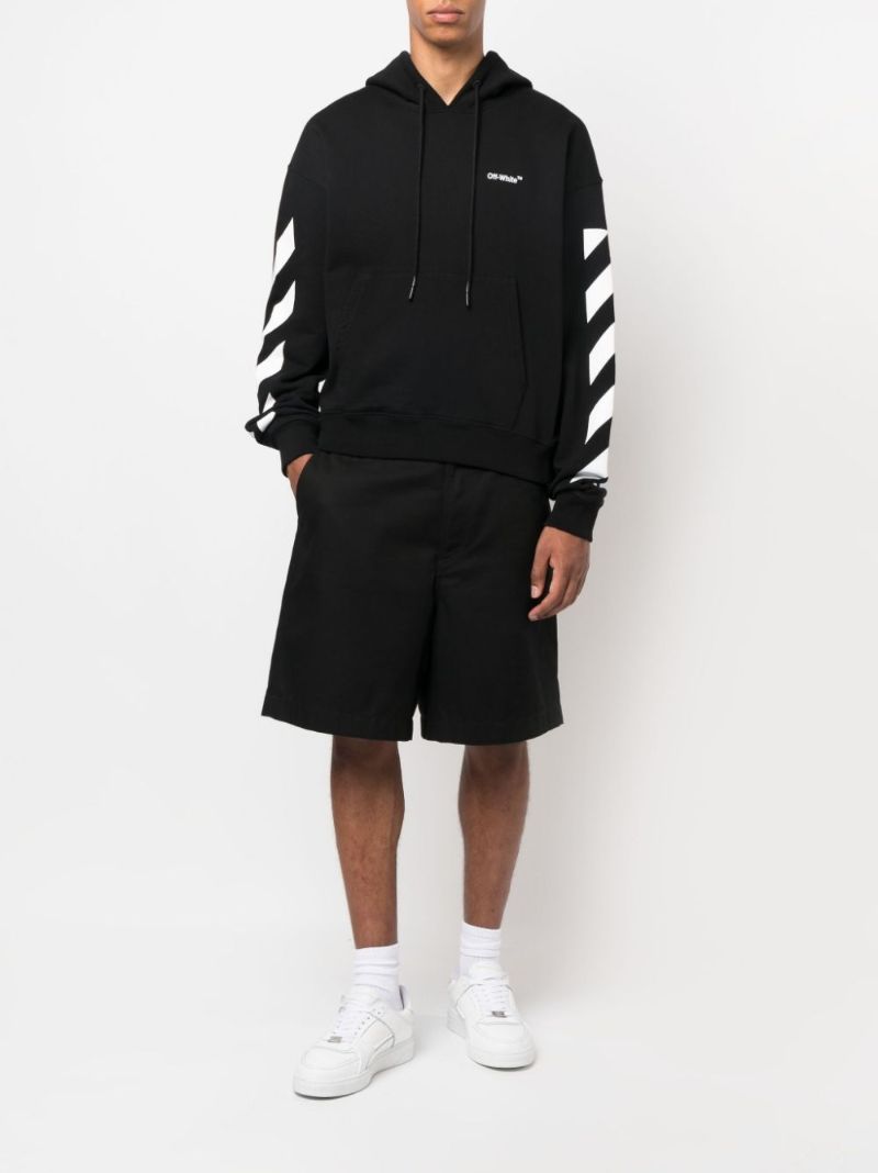 Black Logo Print Cotton Hoodie