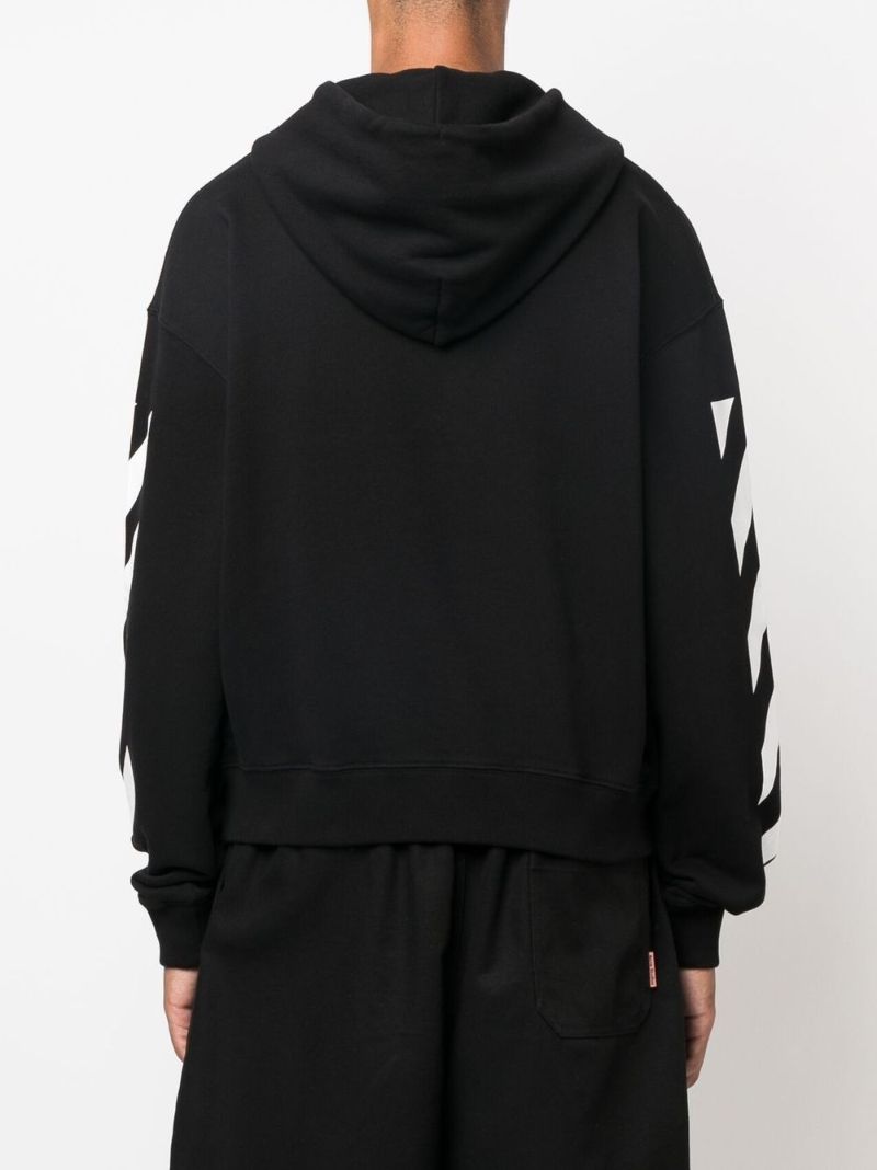 Black Logo Print Cotton Hoodie