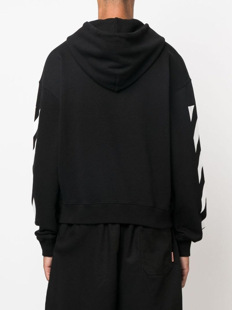 Black Logo Print Cotton Hoodie