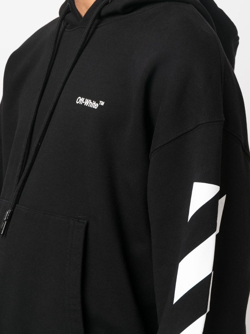 Black Logo Print Cotton Hoodie