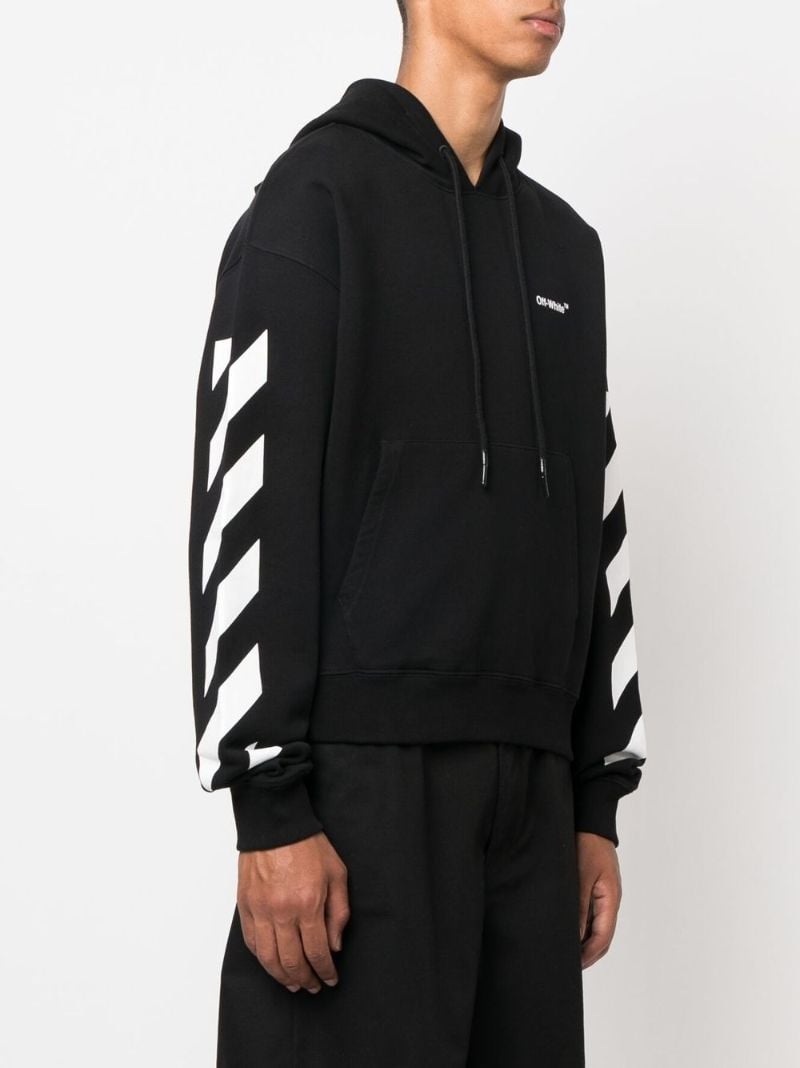 Black Logo Print Cotton Hoodie