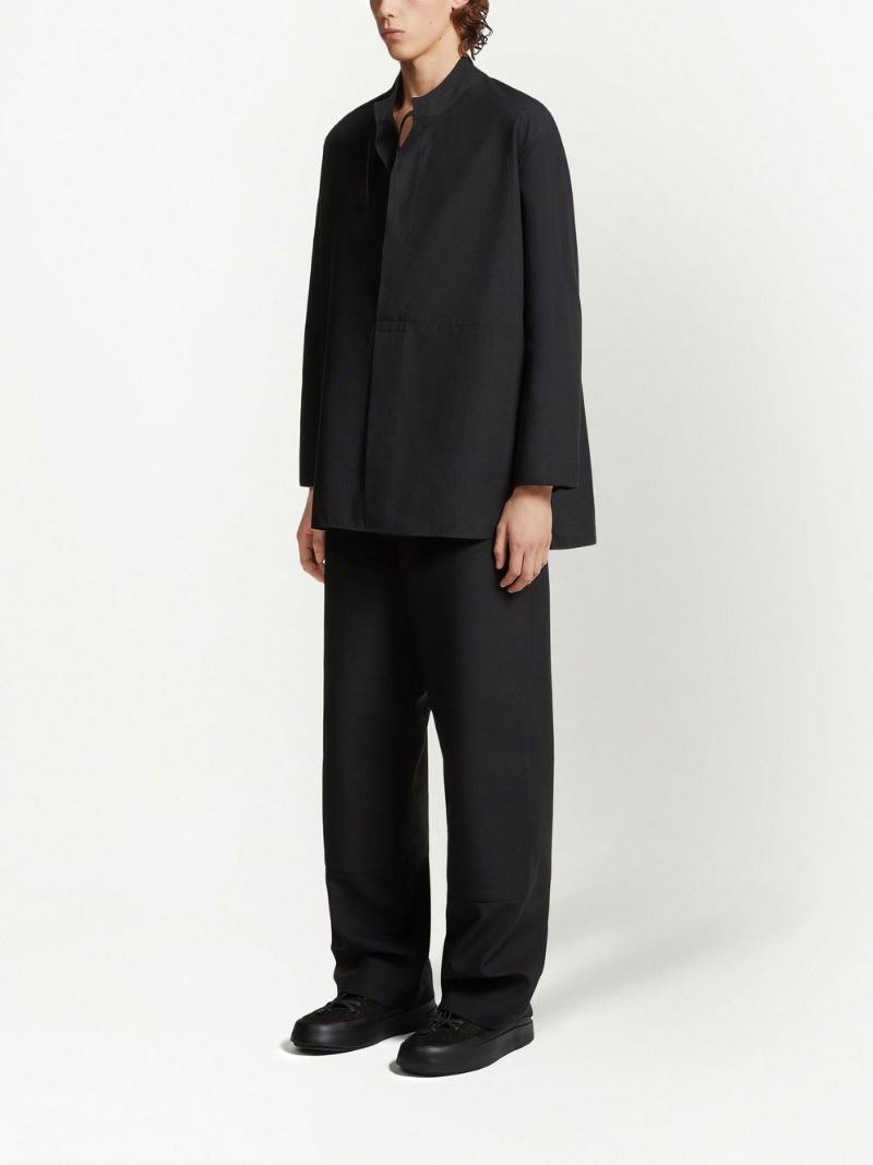 Black Neck-tie Cotton Shirt