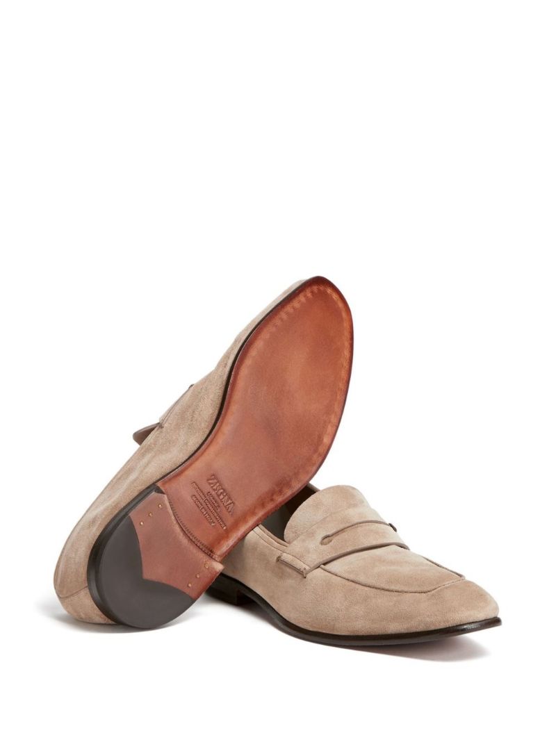 Neutral L'asola Suede Loafers