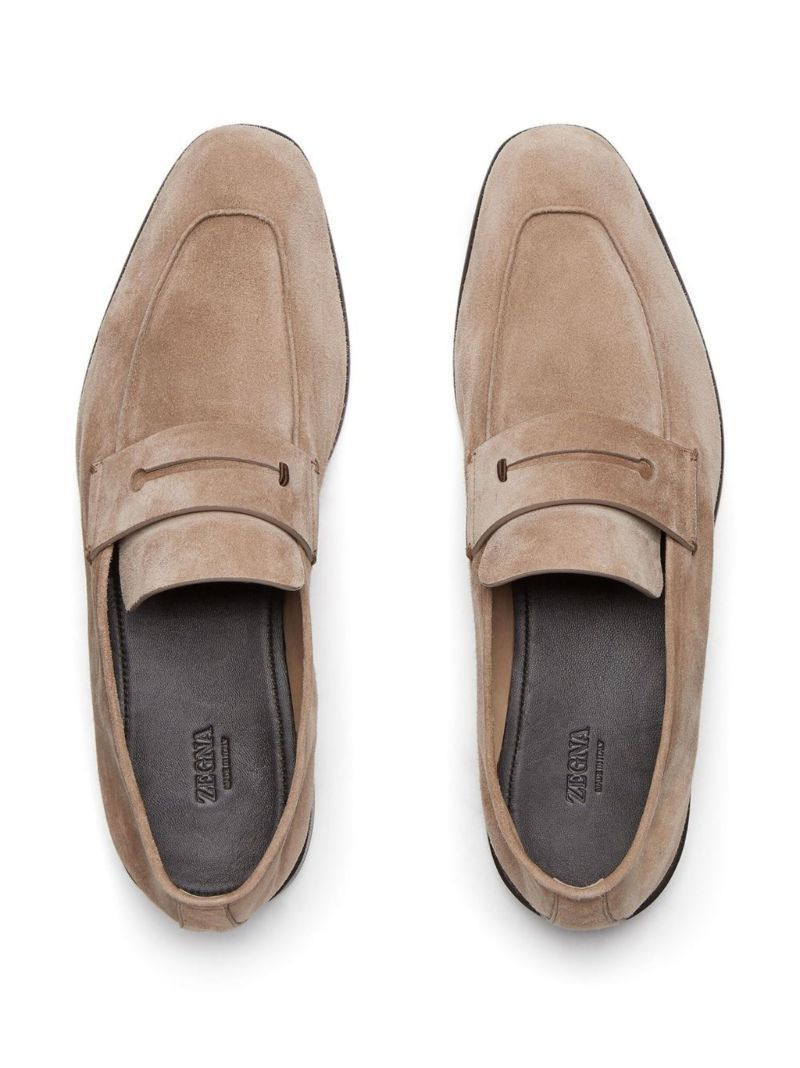 Neutral L'asola Suede Loafers
