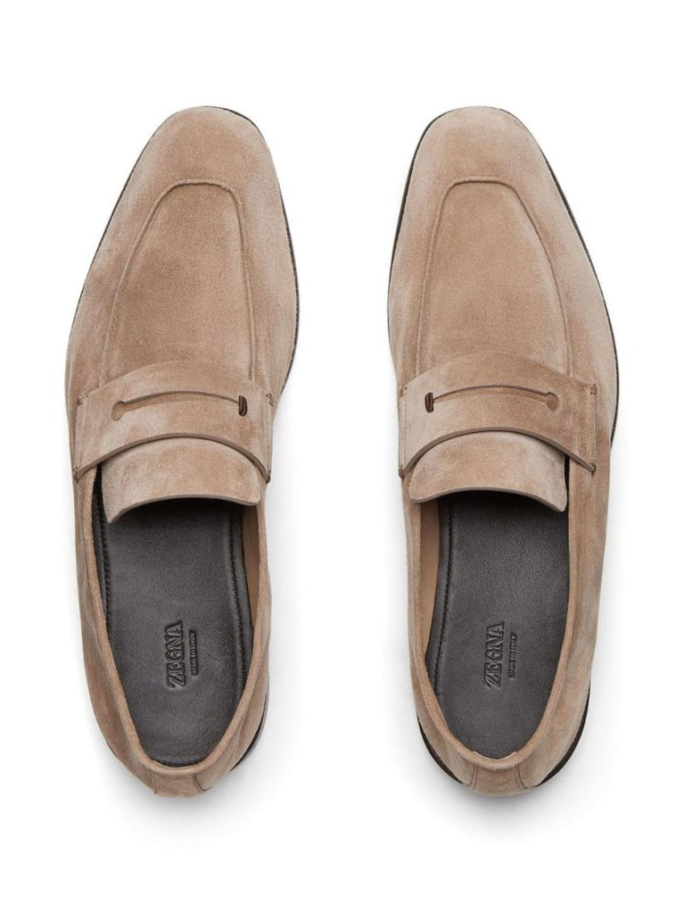 Neutral L'asola Suede Loafers