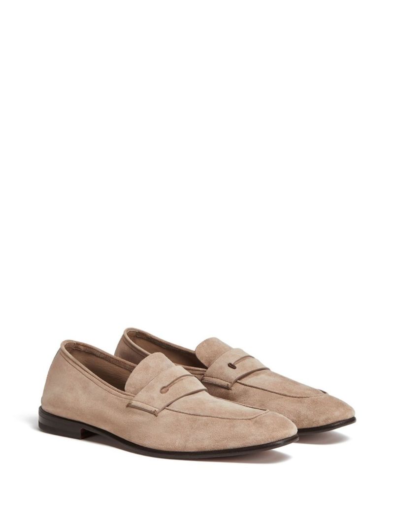 Neutral L'asola Suede Loafers