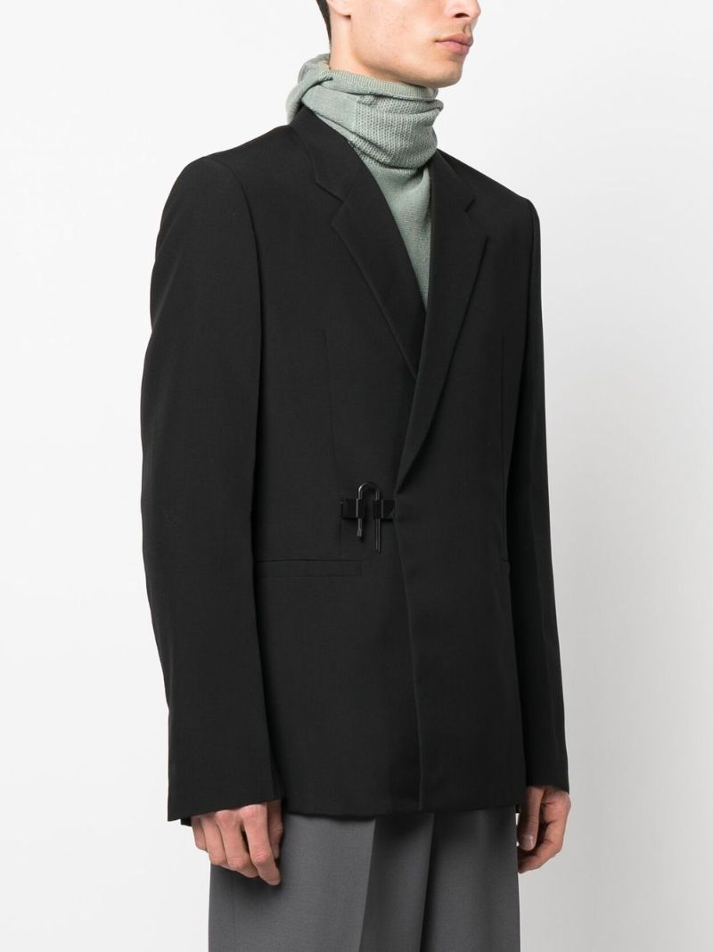 Black U-lock Buckle Wool Blazer