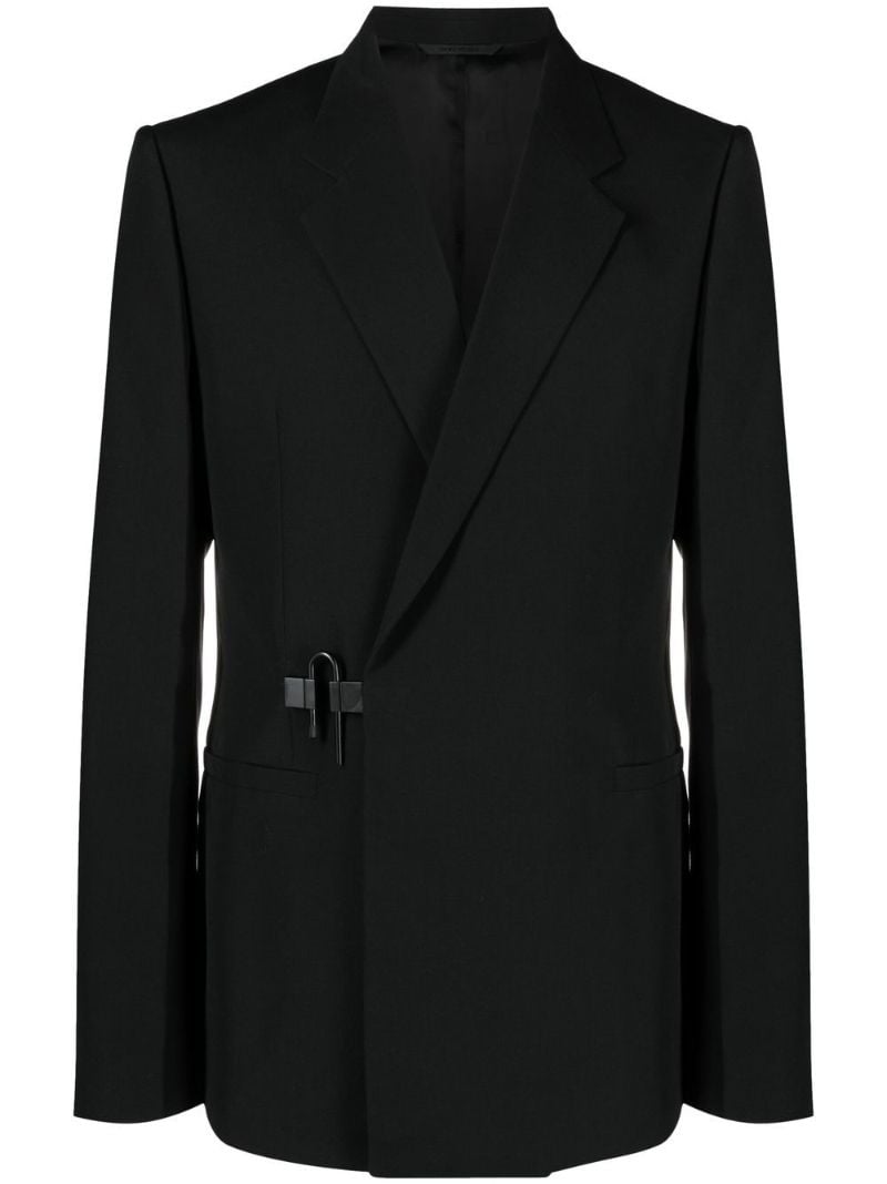 Black U-lock Buckle Wool Blazer