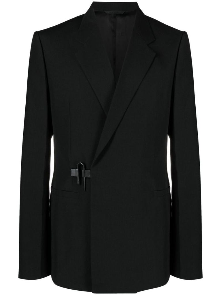 Black U-lock Buckle Wool Blazer