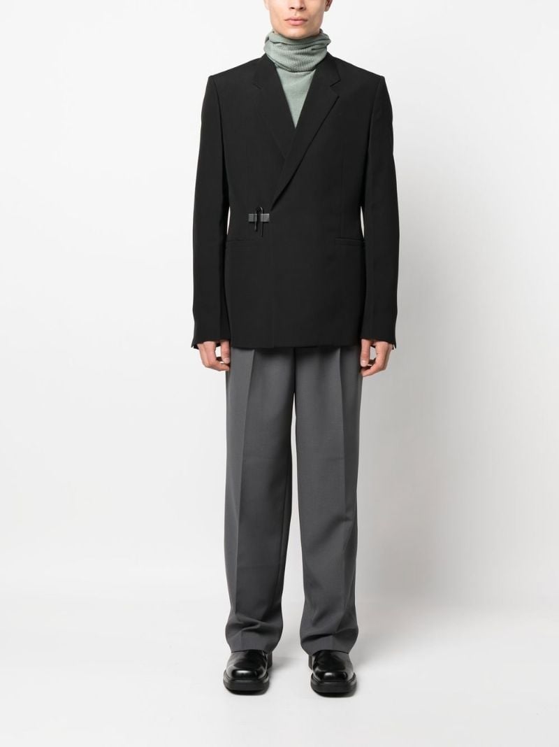 Black U-lock Buckle Wool Blazer