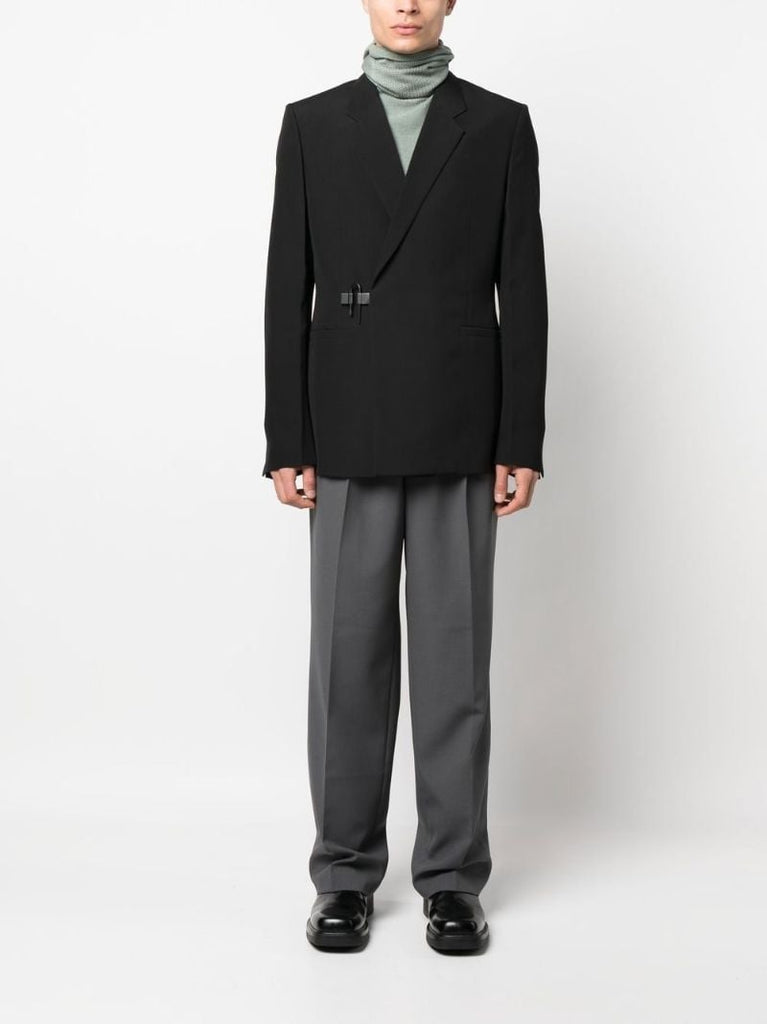 Black U-lock Buckle Wool Blazer