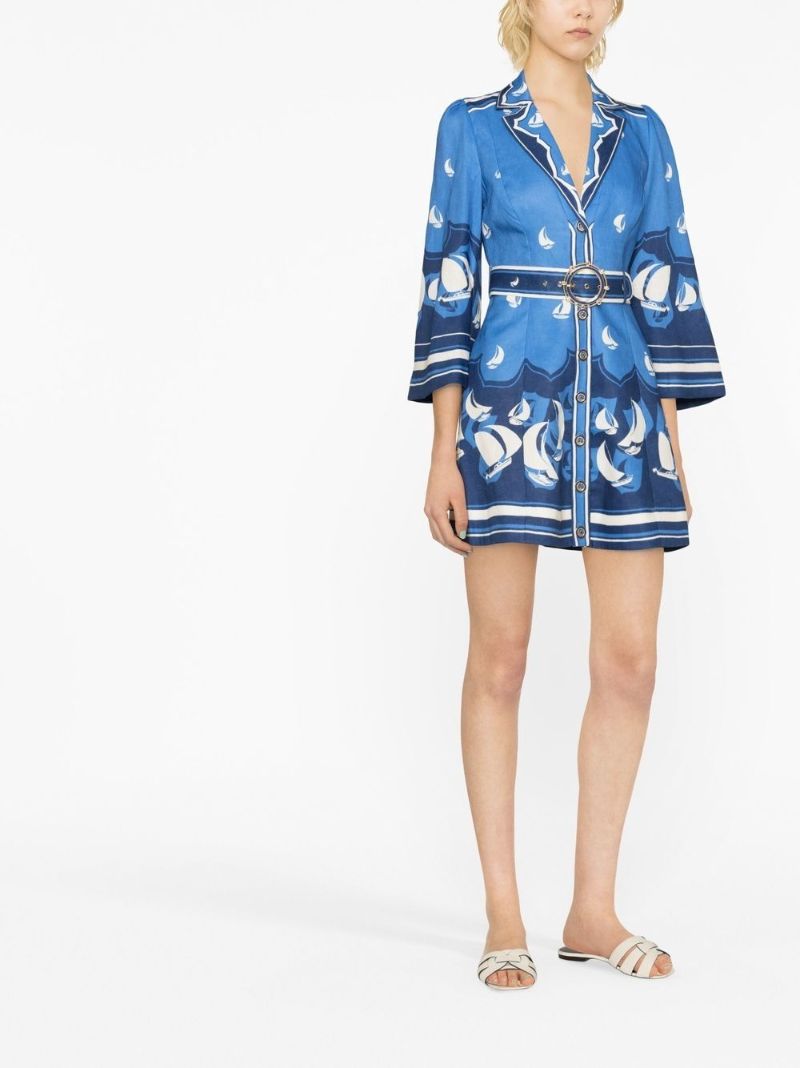 Blue High Tide Belted Mini Dress