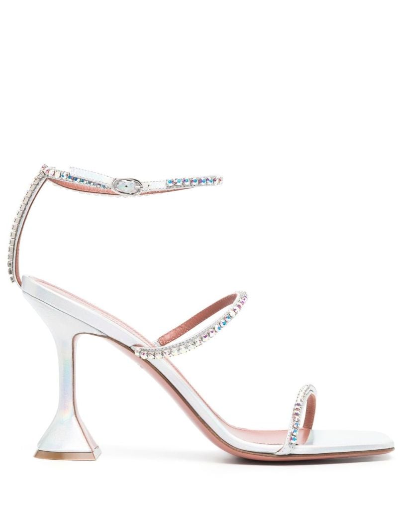 Silver Gilda 95 Crystal Leather Sandals