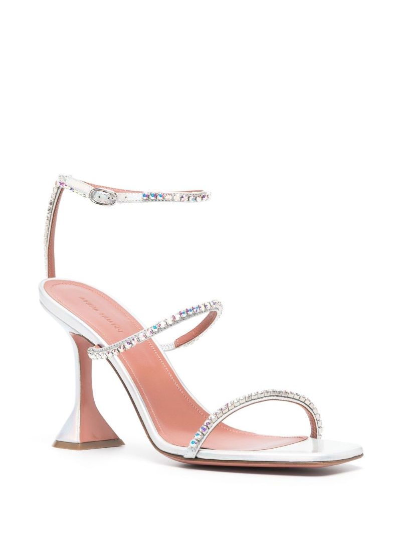 Silver Gilda 95 Crystal Leather Sandals