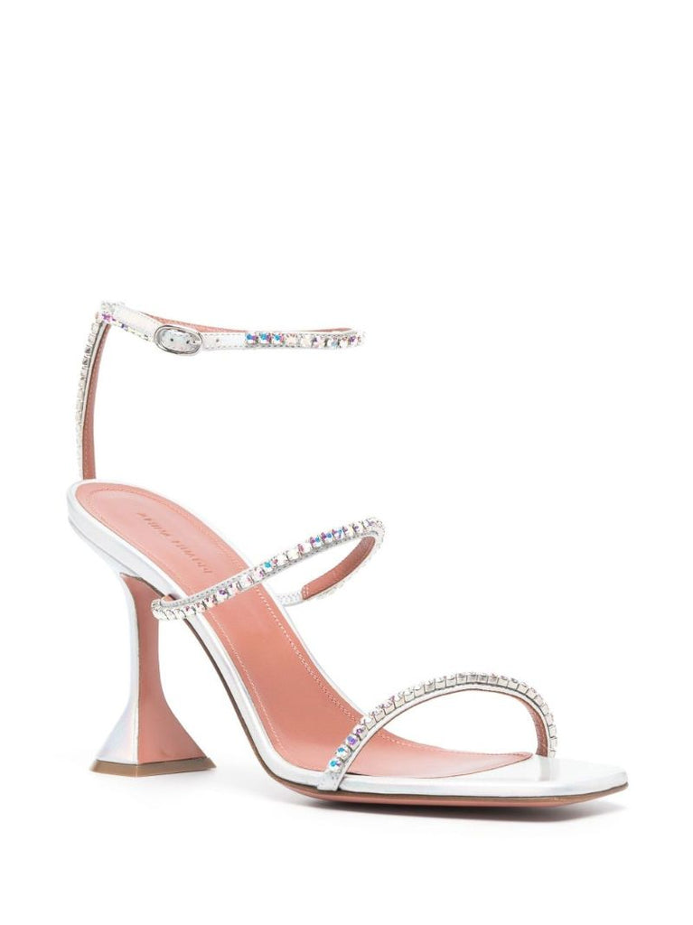 Silver Gilda 95 Crystal Leather Sandals