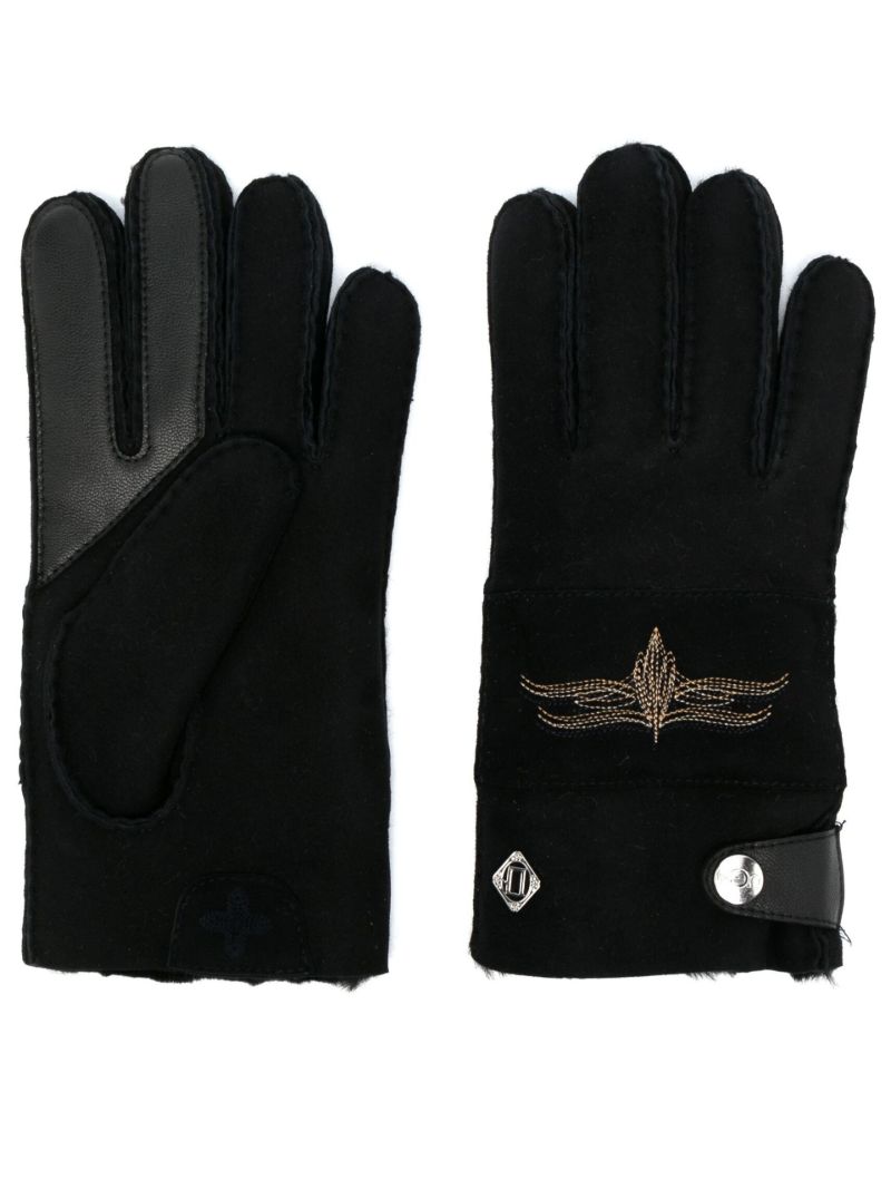X Cotd Black Embroidered Suede Gloves