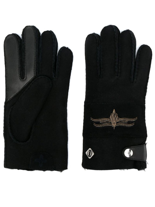 X Cotd Black Embroidered Suede Gloves