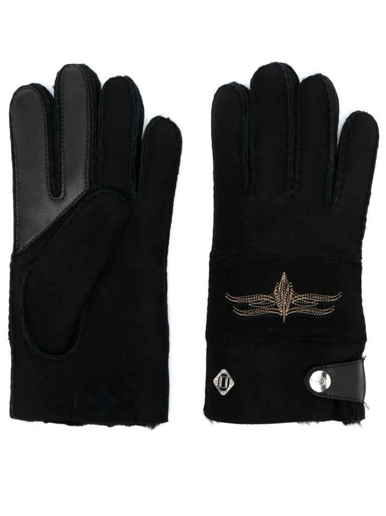 X Cotd Black Embroidered Suede Gloves