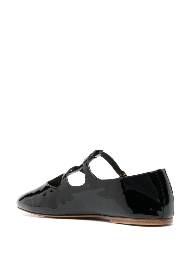 Black Buckled Patent-leather Ballerina Shoes