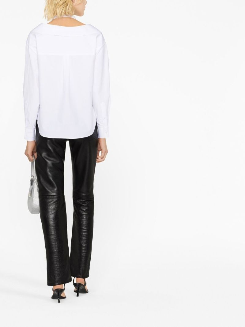 White Off-the-shoulder Cotton Shirt