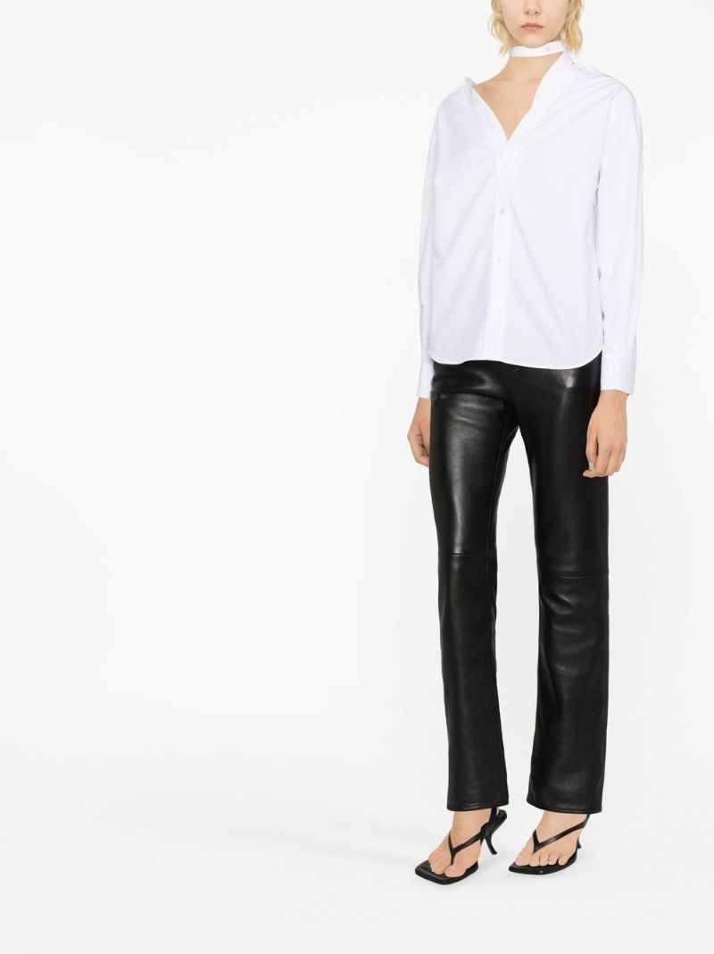 White Off-the-shoulder Cotton Shirt