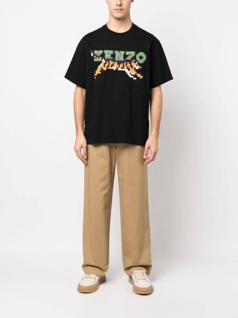 Black Pixel Logo Embroidered T-shirt