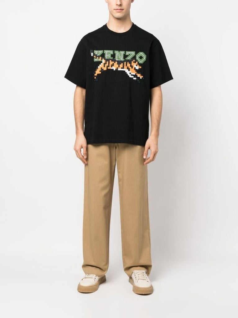 Black Pixel Logo Embroidered T-shirt