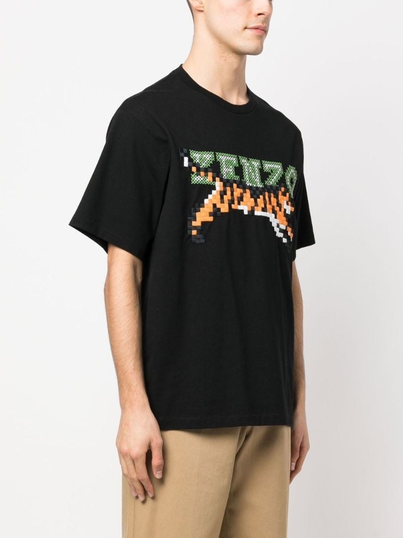 Black Pixel Logo Embroidered T-shirt