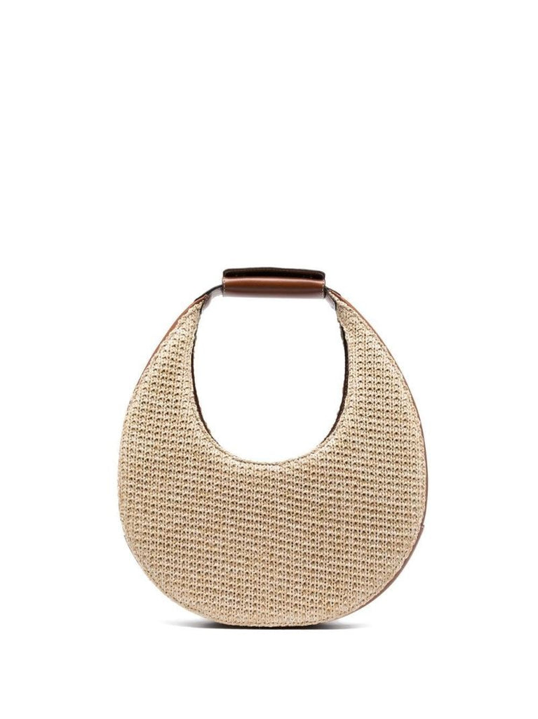 Neutral Moon Raffia Top Handle Bag