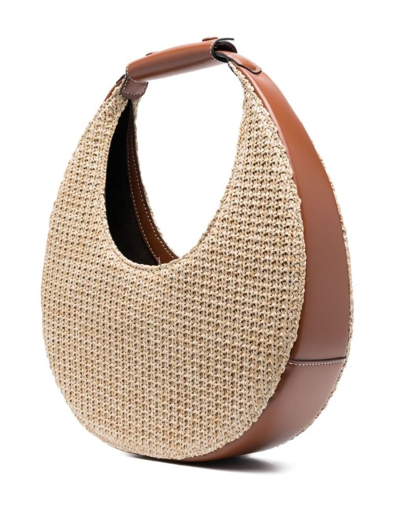 Neutral Moon Raffia Top Handle Bag