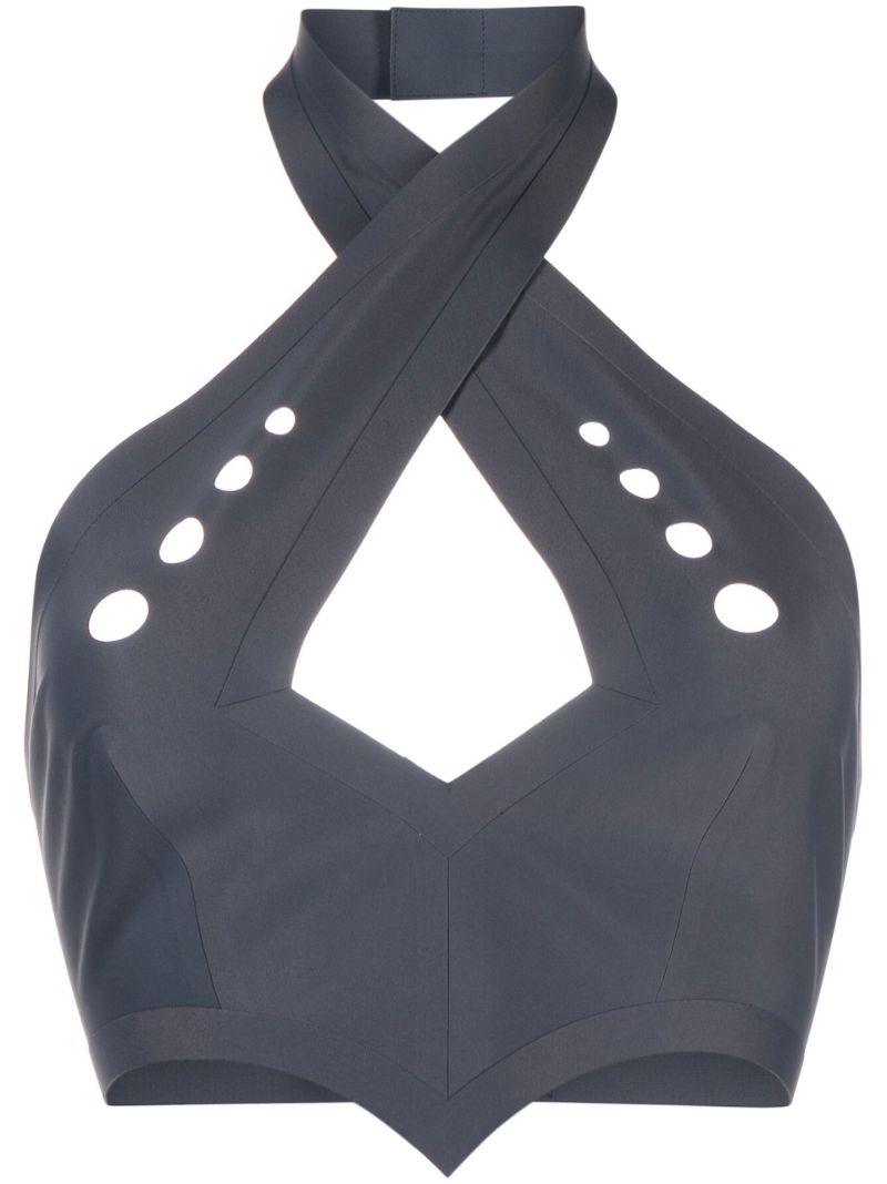 Grey Cut-out Crop Top