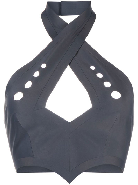 Grey Cut-out Crop Top