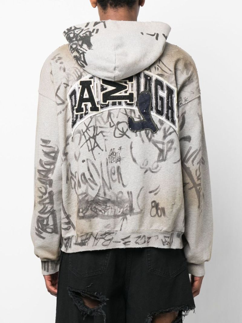 Grey Skater Molleton Bouclette Zipped Hoodie