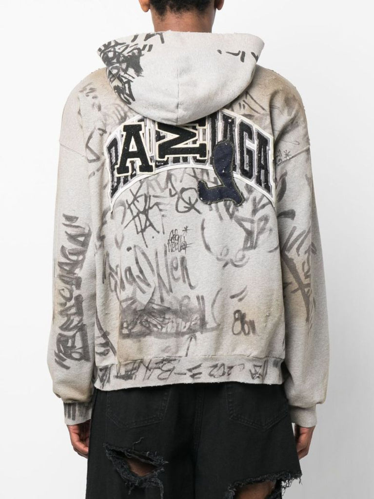 Grey Skater Molleton Bouclette Zipped Hoodie