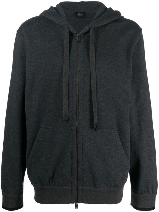 Black Cotton Zip-up Hoodie