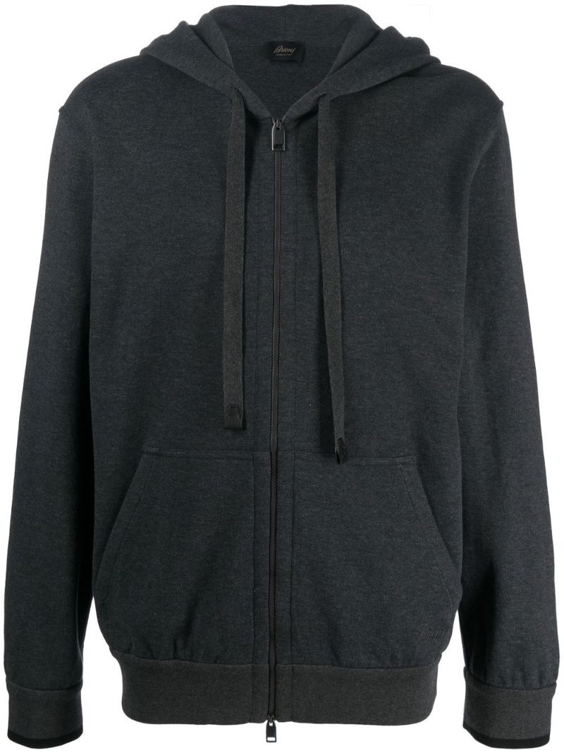 Black Cotton Zip-up Hoodie