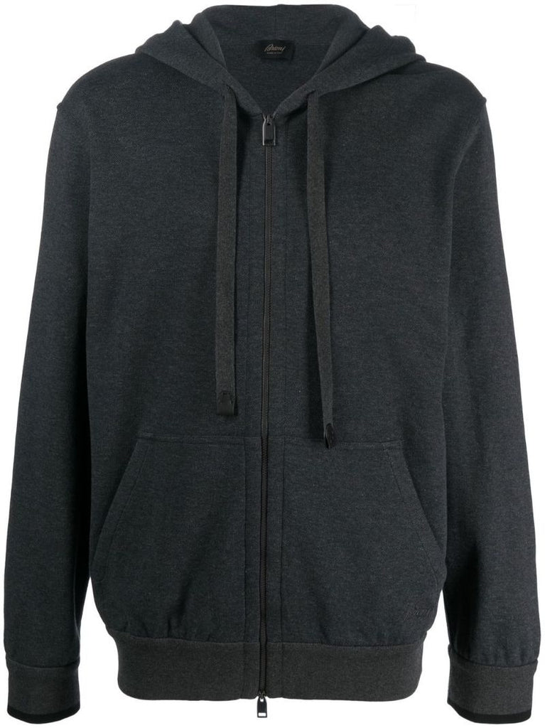 Black Cotton Zip-up Hoodie